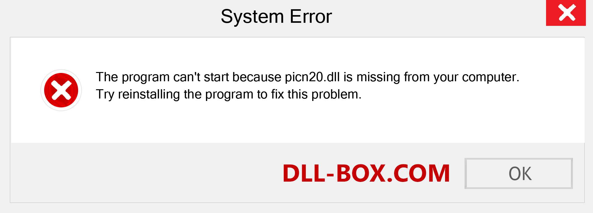  picn20.dll file is missing?. Download for Windows 7, 8, 10 - Fix  picn20 dll Missing Error on Windows, photos, images